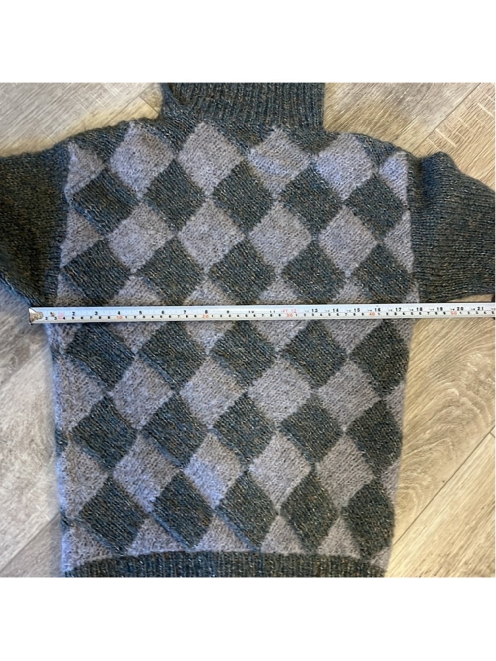 PIERRE CAVALLO Vintage Mohair Blend Diamond Pattern Sweater, S/M - Picture 8 of 10